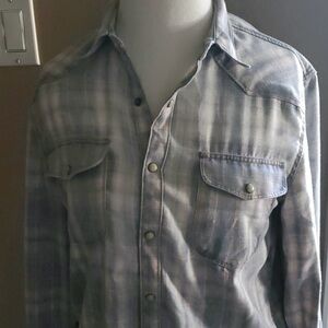 Lucky Brand Gray Plaid Casual Shirt